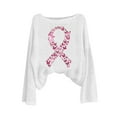 thumbnail image 5 of Craaazy Women's Fashion Breast Cancer Awareness Prints Shirts Round Neck Long Sleeve Pullover Knitted Tops Gifts, 5 of 5