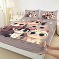 thumbnail image 4 of Feelyou Cute Funny Kitten Twin Sheet Sets for Child, Kawaii Cat Twin Fitted Sheet, Cartoon Animal Theme Flat Sheet, Super Cozy Room Decor, 3pcs, 4 of 8