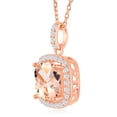 thumbnail image 2 of Rose Gold Plated Sterling Silver Square Morganite and Clear Bordered CZ Pendant Necklace&nbsp;18'', 2 of 2