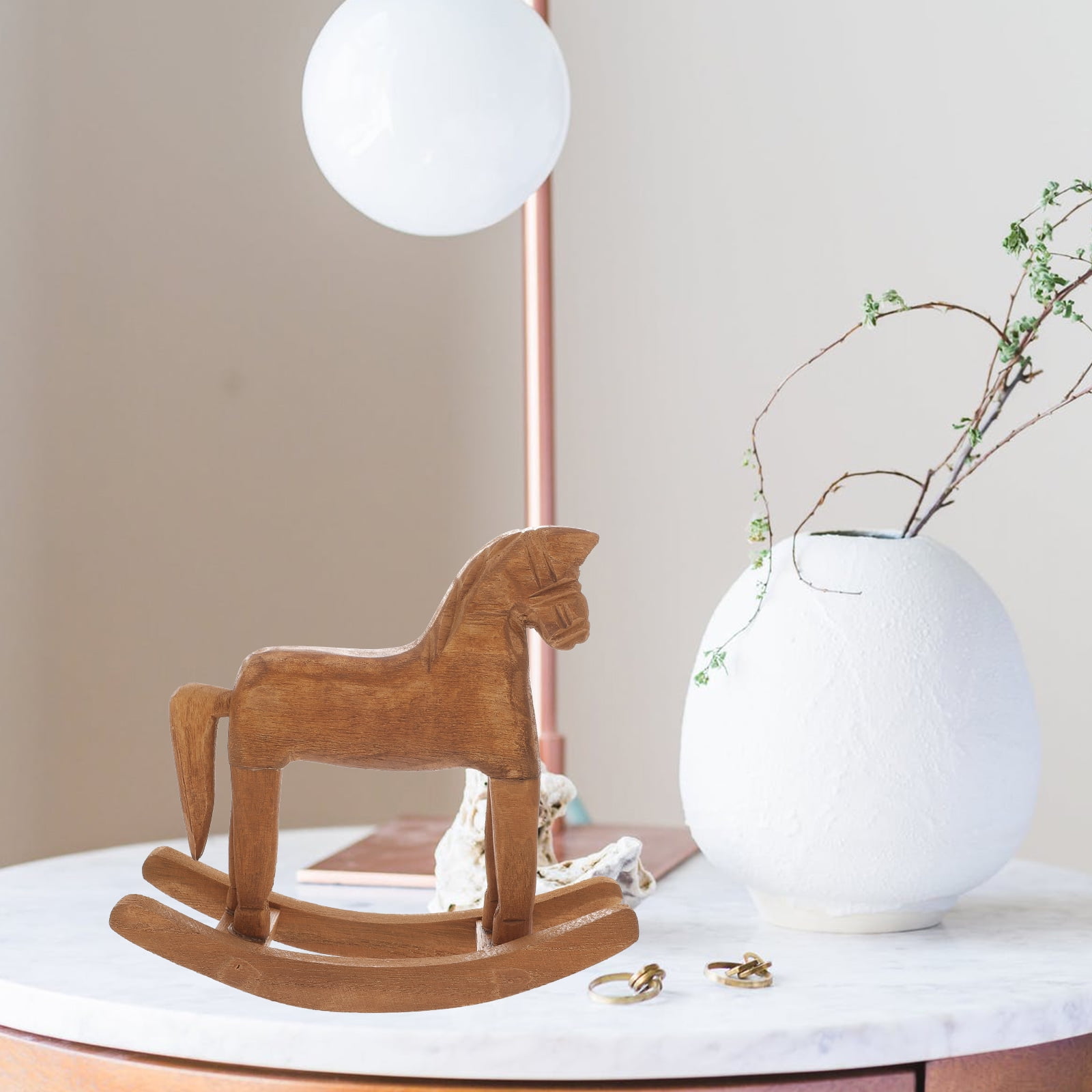 CRILSTYLEO 2-Pack Wood Horse Figurines for Tabletop Decor, Desk Accessories, Small Decorative Desk Sculptures