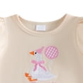 thumbnail image 4 of Xyant Toddler Baby Girl Clothes Summer Short Sleeve Crewneck Goose Embroidery T Shirt + Elastic Plaid Shorts 2Pcs Outfits Set (Pink,6-12 Months), 4 of 7