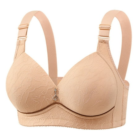 Cathalem Women Bras Comfortable Support Plus Size Wireless Bras For Women Full Coverage Push up Bralette Cute Bra (Light Yellow F)