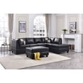 thumbnail image 5 of Malone 111 in. Black Faux Leather 4-Seater Sectional Sofa with 2-Throw Pillow, 5 of 5