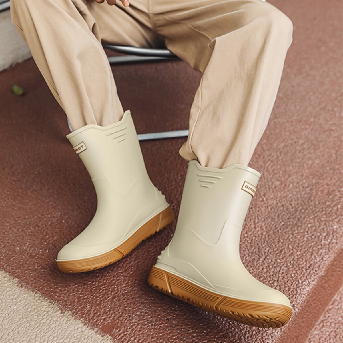 AUXDIQ Rain Shoes Men Mid-calf Boots Waterproof Rain Boots Outdoor Garden Shoes