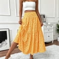 thumbnail image 2 of Unir Women Scattered Tiny Ditsy Floral Three Tier Flow Four Way Stretch Maxi Skirt Elastic High Waist Casual Long Bottom 1PC S-XL Plus Size Friendly, 2 of 5