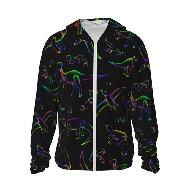 Lsque Dinosaur Pattern UPF 50+ Lightweight Sun Protection Men's Women's Long Sleeve Shirt, Hoodie Performance -Medium