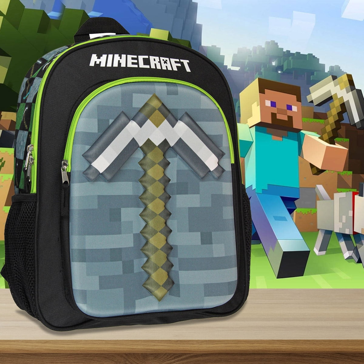 Minecraft Backpack 16" 3D Molded Pickaxe  Bag