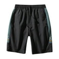 thumbnail image 2 of MRULIC mens shorts Straight Loose Solid Men Drawstring Sports Printed Shorts Runing Color Casual Summer Pants Men's Casual Shorts Men Casual Shorts Black + 3XL, 2 of 5
