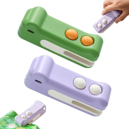 2 pcs Mini Sealing Machine, Mini Bag Sealer, Portable Handheld Vacuum Food Sealer Bag, 2 in 1 Rechargeable Chip Bag Sealer Heat Sealer for Plastic Bag Snack Bag Food Storage