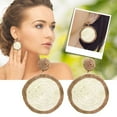 thumbnail image 3 of KDSJSXW Pearl Necklace And Earring Set Rattan Earrings Rattan Ball Ring Pendant Earrings Women's Handmade Earrings Braided Rattan Raffia Earrings Summer Beach Accessories Gifts (Beige,One Size), 3 of 5