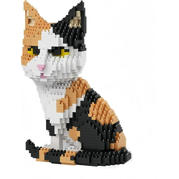 Honchoes Calico Cat Building Blocks Set Not Compatible with Lego Animal Gift for Adults Cat Lover