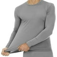 thumbnail image 2 of Mens Ultra Soft Thermal Shirt - Compression Baselayer Crew Neck Top - Fleece Lined Long Sleeve Underwear , Gray, Large, 2 of 4