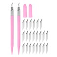 thumbnail image 1 of Arte Artesanía Cuchillos Juego, 2uds Tallado Cuchillo con 24uds Repuesto Metal Hoja para Recortes Álbum Plantilla Afición Bricolaje, PVC Mango Rosa (2 Juegos) Unique Bargains cuchillas de repuesto para cuchillos de arte, 1 of 6