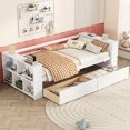 thumbnail image 3 of Harper & Bright Designs Wood Twin Size Daybed Frame with Storage Drawers, Day Bed Frame Twin with Storage Shelves for Boys Girls, White, 3 of 12