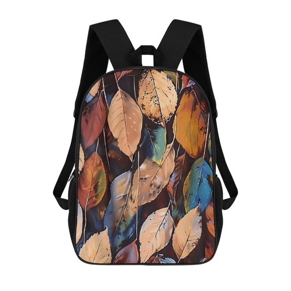 17in To Basic Backpack Scalability Good Wrinkle Resistance Adjustable Shoulder Straps Versatility Abstract Leaves (3)