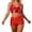 Red, variant on Shiny Metallic Holographic Crop Camisole Top and Shorts 2 Piece Matching Set Sparkly Pu Leather Rave Outfits