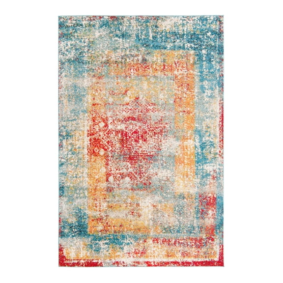 Unique Loom Rosso Collection Area Rug - Cavalli (5' 1" x 8' Rectangle Multi/Gray)