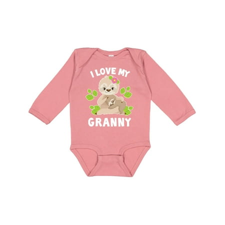 

Inktastic Cute Sloth I Love My Granny with Green Leaves Gift Baby Boy or Baby Girl Long Sleeve Bodysuit