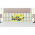 thumbnail image 1 of Cartoon Headboard, Hipster Boho Duck Dotted Bow Cool Free Smart Geese Design, Upholstered Decorative Metal Bed Headboard with Memory Foam, King Size, Orange Yellow Blue, by Ambesonne, 1 of 4