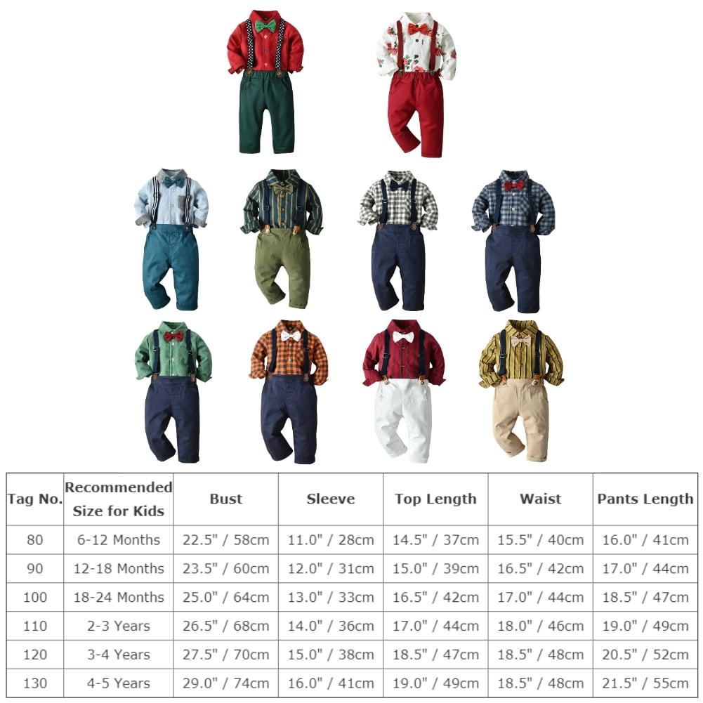 IBTOM CASTLE Toddler Baby Boys Baptism Christening Outift Gentleman Bowtie Shirt + Long Suspender Pants Wedding Birthday Formal Tuxedo Overalls Clothes