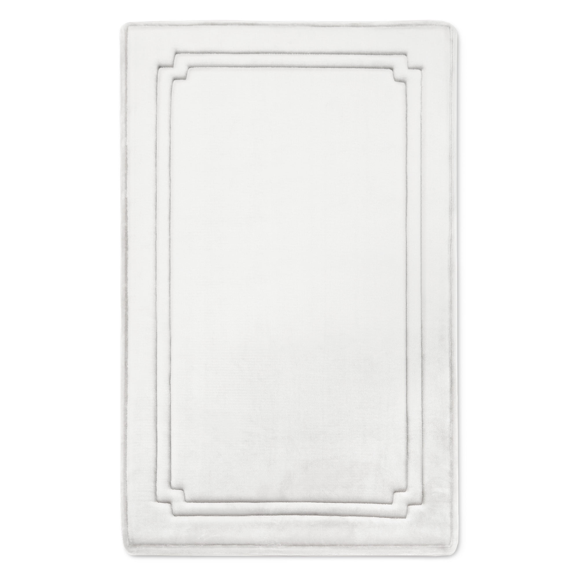 Better Homes & Gardens Thick & Plush Bath Rug, White, Charcoal Infused Memory Foam, 21x34"