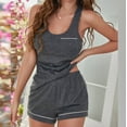 thumbnail image 2 of HUJlwoi Women Tank Top Lounge Sets Solid Color Sleeveless Sleepwear and Elastic Waist Shorts 2 Piece Pj Sets with Pockets, 2 of 7