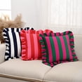 thumbnail image 5 of Throw Pillow Cover, Striped Throw Pillow, Decorative Throw Pillow Covers, Throw Pillow Covers for Couch, Ruffled Edge 18X18 Inch Soft Removable Cover for Couch Beds and Everyday, 5 of 9