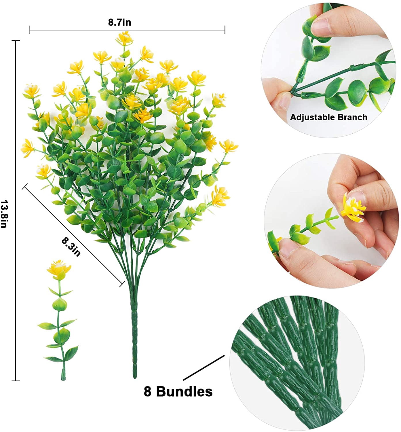 MAMOWEAR Artificial Flowers for Outdoor, 12PCS UV Resistant Fake Flowers for Decoration Indoor, No Fade Faux Plastic Hanging Plants Wedding Farmhouse Garden Porch Window Décor
