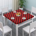 thumbnail image 3 of Red and Black Checkered Pattern Square Fitted Tablecloth with Elastic Edge,Square Table Cover,Washable Elastic Table Cover for Home Kitchen Party Decor 34"x34", 3 of 6
