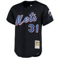 thumbnail image 2 of Men's Mitchell & Ness Mike Piazza Black New York Mets Big & Tall Cooperstown Collection Mesh Button-Up Jersey, 2 of 3