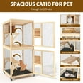 thumbnail image 5 of Uforic Catio Outdoor Cat House with Wheels,Wooden Cat Enclosure Resting Box with 4 Platforms, 71 inch Kitten Condo Pets Cage, Brown, 5 of 9