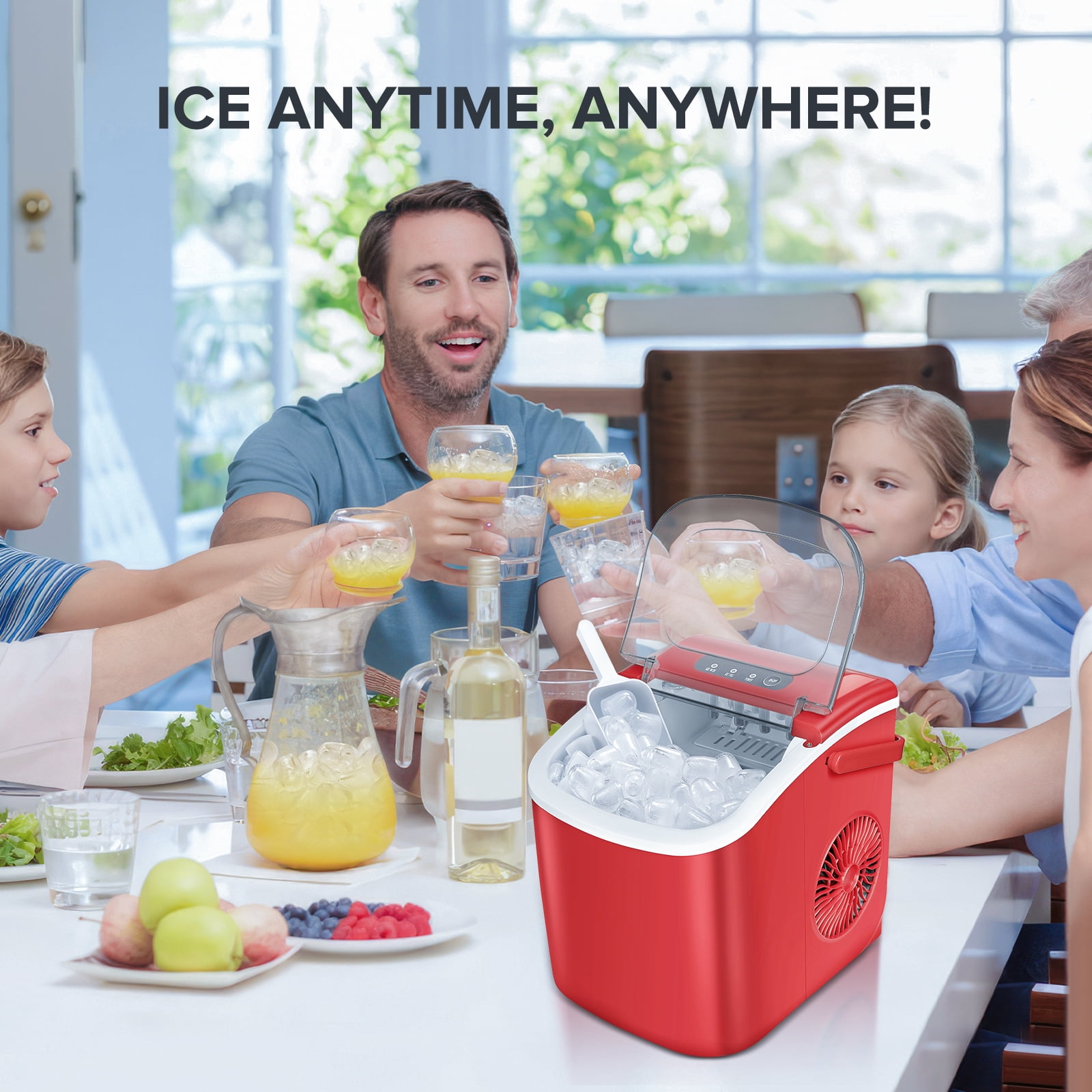 KISSAIR Portable Nugget Ice Maker Countertop, Self-Cleaning Function,  32lbs/24H, for Home/Office/Party Stainless Steel--Silver