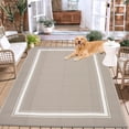 thumbnail image 6 of Haperlare 8'x10' Waterproof Outdoor Rug Reversible Plastic Straw Rug, Modern Bordered Patio Rug Outdoor Camping Mat for RV Camping Deck Balcony Porch Picnic, Gray Coffee, 6 of 9