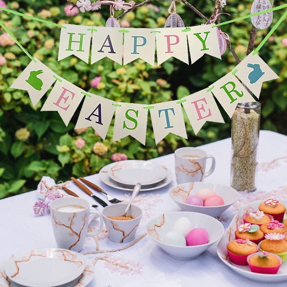 EXHUMKY 1Set Easterbunny Banner Rabbit Shape Colorful Paper for Spring Festival