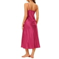 thumbnail image 3 of INSPIRE CHIC Women's Long Satin Nightgowns V Neck Soft Chemise Pajama Dress Lounge Nightdress XL Rose Red, 3 of 6