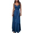 thumbnail image 2 of Drppepioner Robes Femmes Été Mode Femmes Été Bohème Robe Mi-Longue à Bretelles Bleue 10(TG), 2 of 7