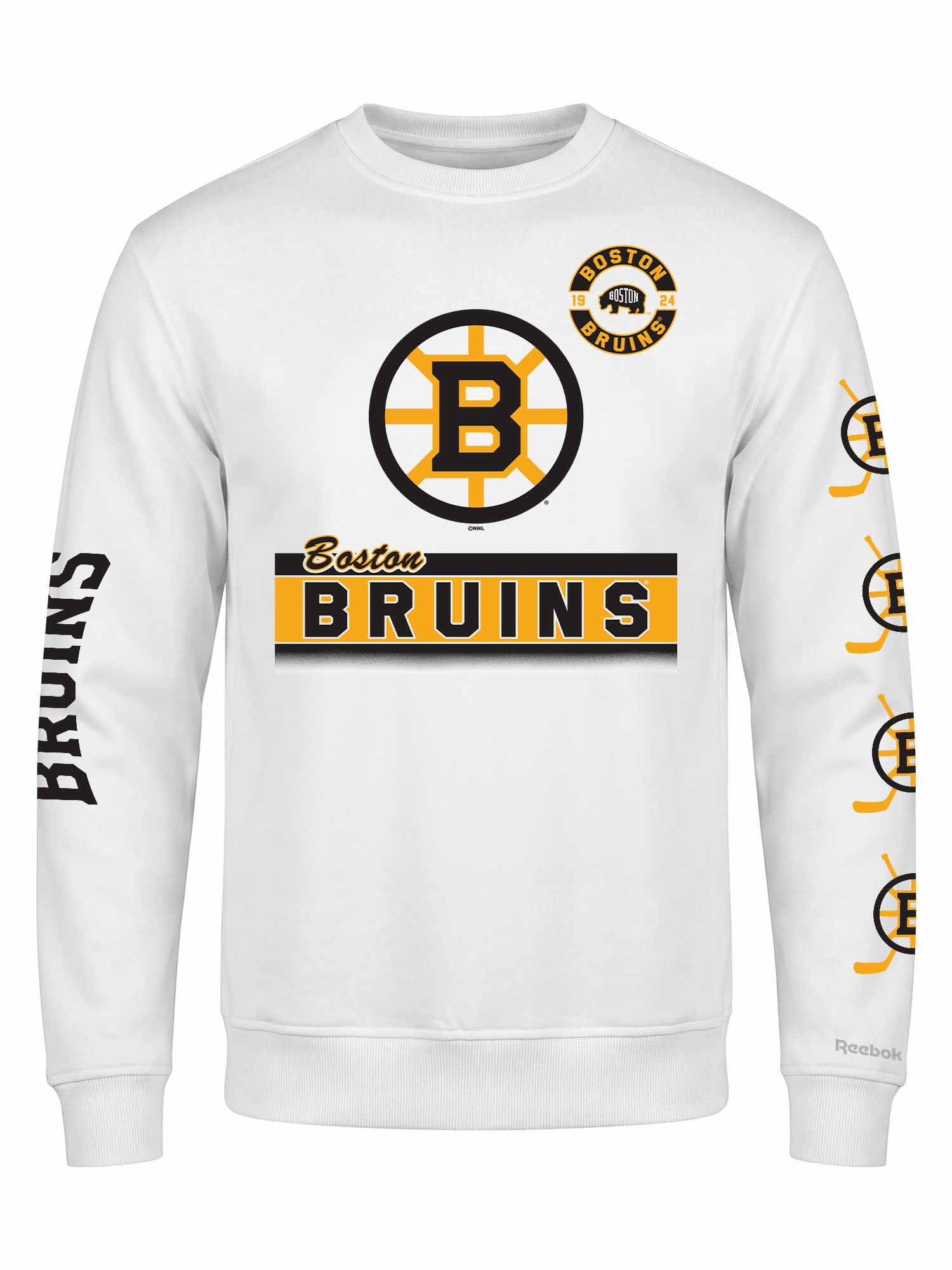 Boston Bruins Reebok Mens White Crew Sweatshirt