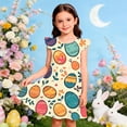 thumbnail image 2 of Girls Easter Floral Lace Sunflower Print Party Dress, Sleeveless Long Length Gown, Holiday Outfit For Toddler & Little Kids, 2 of 4