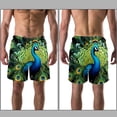 thumbnail image 3 of luoweisi Men's Beach Shorts Quick Dry Swim Trunks with Mesh Lining Peacock XL, 3 of 5