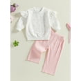 thumbnail image 4 of Kid Toddler Girls Pants Clothing Set, 6 12 18 24 Months 2T 3T 4T Long Sleeve Heart Print Sweatshirt with Elastic Waist Pants Outfits, 4 of 9
