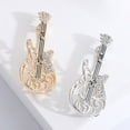 thumbnail image 3 of Tnobhg Retro Versatile Ladies Brooch Exquisite Rhinestone-studded Guitar Design Hollow Collar Corsage Buckle Pin Brooch, 3 of 7