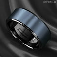 thumbnail image 3 of Tungsten Rings for Men Wedding Bands for Him Womens Wedding Bands for Her 8mm Black Sea Blue Brushed Center, 3 of 9