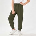 thumbnail image 4 of Girls Joggers Pants Elastic Waist Soft Stretch Athletic Play Casual Pants for Kids Army Green,Size 9-10 T, 4 of 6