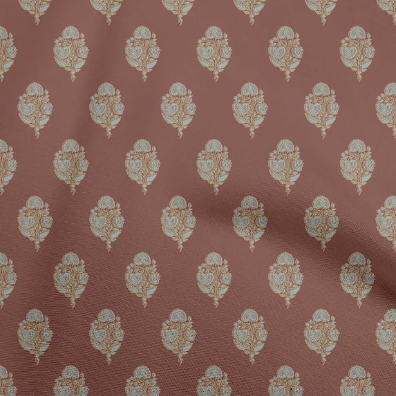 oneOone Rayon Maroon Fabric Asian Block Print Sewing Material Print Fabric By The Yard 56 Inch Wide