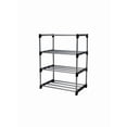 thumbnail image 2 of Mainstays 4-Tier Shoe Rack, Rich Black and Silver, Holds Up to 8 Pairs, Steel and Plastic Construction, 2 of 13