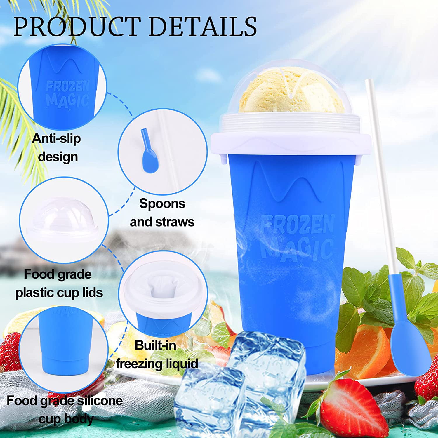 Slushy Maker Cup - TIK TOK Quick Frozen Magic Squeeze Cup, Double Layers  Slushie Cup, DIY Homemade Squeeze Icy Cup, Fasting Cooling Make And Serve