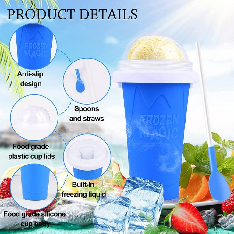 Slushie Maker Cup, Magic Quick Frozen Smoothies Cup, Aluminum Cooling Cup Double Layer Squeeze Cup Slushy Maker, Homemade Ice Cream Maker DIY It for