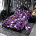 thumbnail image 2 of Erosebridal Gothic Skeleton Ghost Bed Sheets 4-Piece,Halloween Black Cats Full Size Sheets,Purple,1 Flat Sheet, 1 Fitted Sheet and 2 Pillowcases, 2 of 6