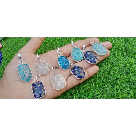 Snowflake Gemstone 925 Sterling Silver Plated Handmade Pendant 10 pcs