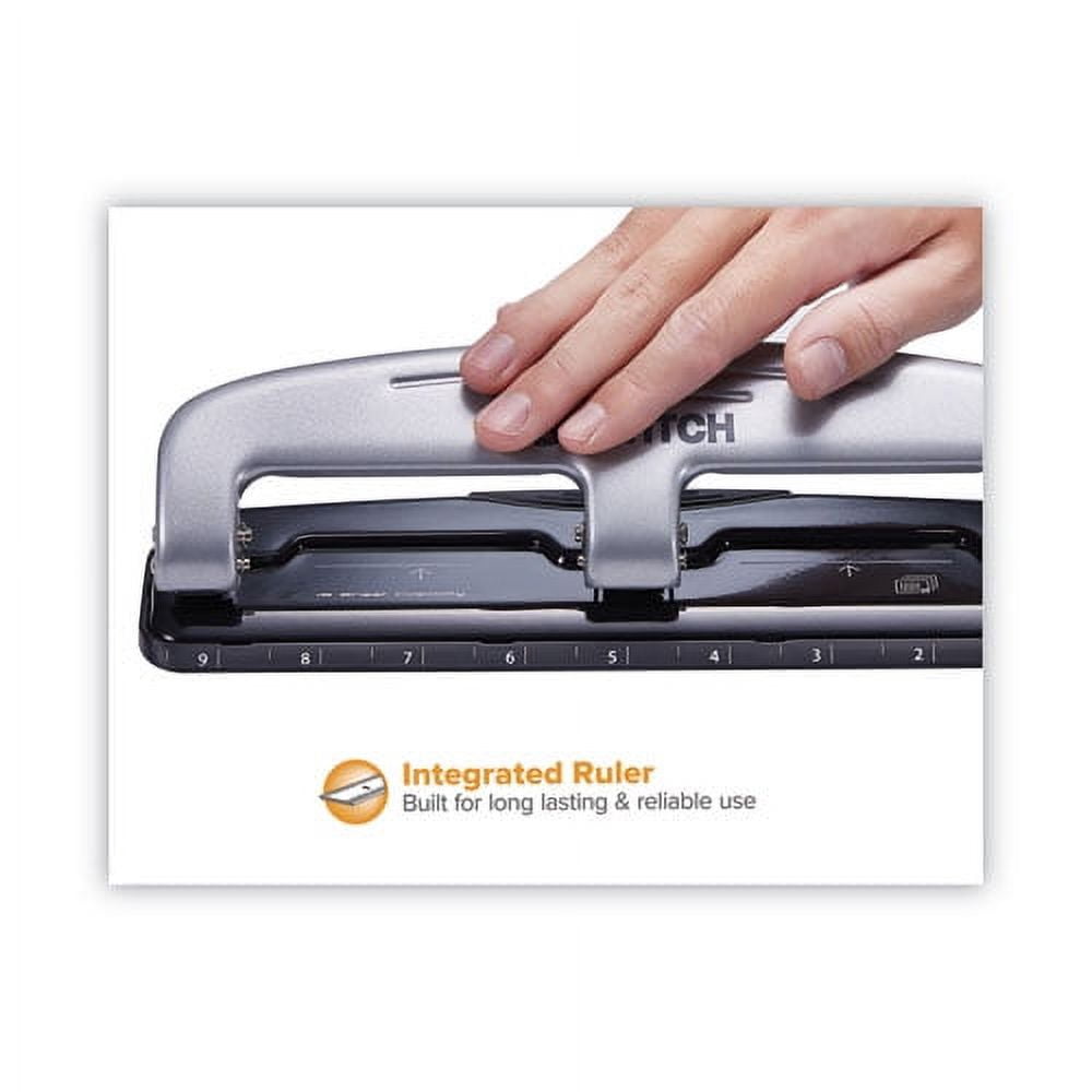 12-Sheet Ez Squeeze Three-Hole Punch, 9/32" Holes, Black/silver | Bundle of 5 Each